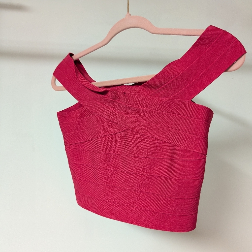Guess - VINTAGE Raspberry Red Bandage Crop Top - Picture 3 of 5